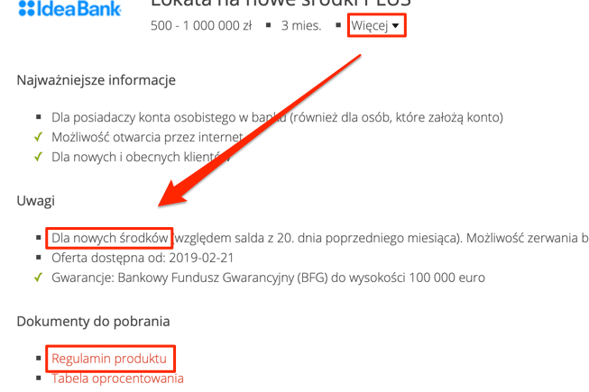 Lokata na nowe środki